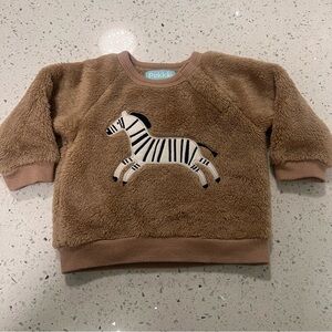 20% off $40+! Adorable PEKKLE Fleece Baby Sweatshirt with Zebra Embroidery 3mos